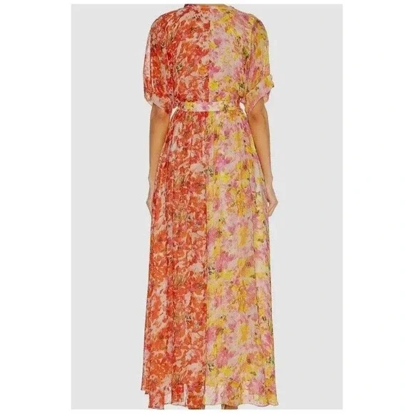 NEW ROCOCO SAND Size XS Nesh Mix Floral V Neck Maxi Dress Orange Yellow $398 - Picture 2 of 9